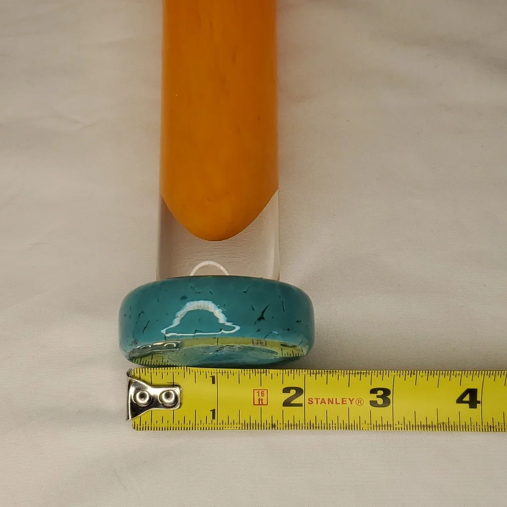 90s Hand Blown Glass O'Dell 99 Vase Orange Teal Signed Fall Colors Decor